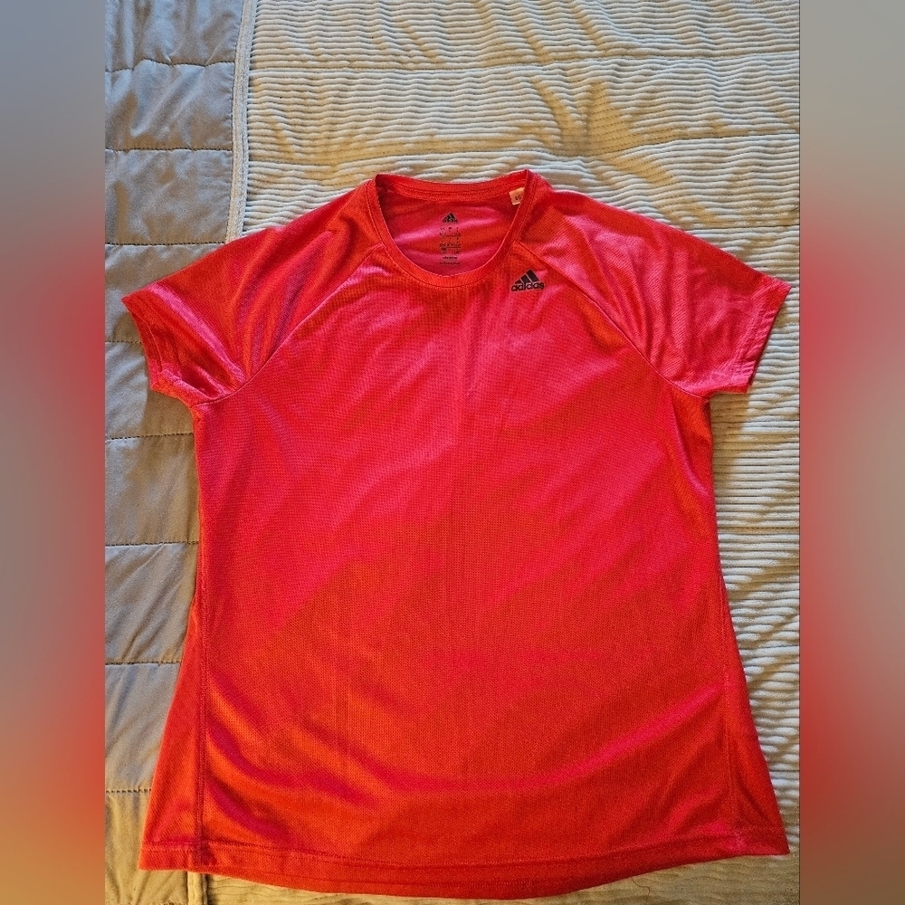 Adidas Bright Red/orange Athletic Tee Size L